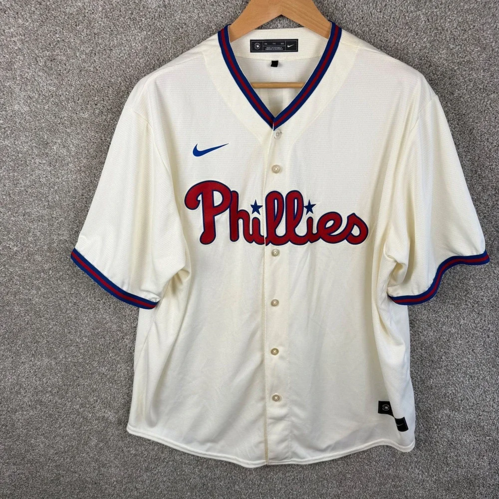 Nike‎ Mens XXL Philadelphia Phillies Nick Castellanos 8 Cream Baseball Jersey